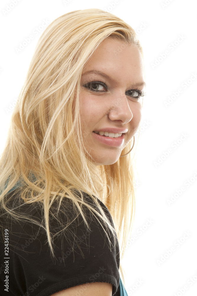 portrait of young blonde woman over white background portrait of young blonde woman over white background