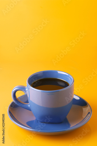 Blue cup of coffee
