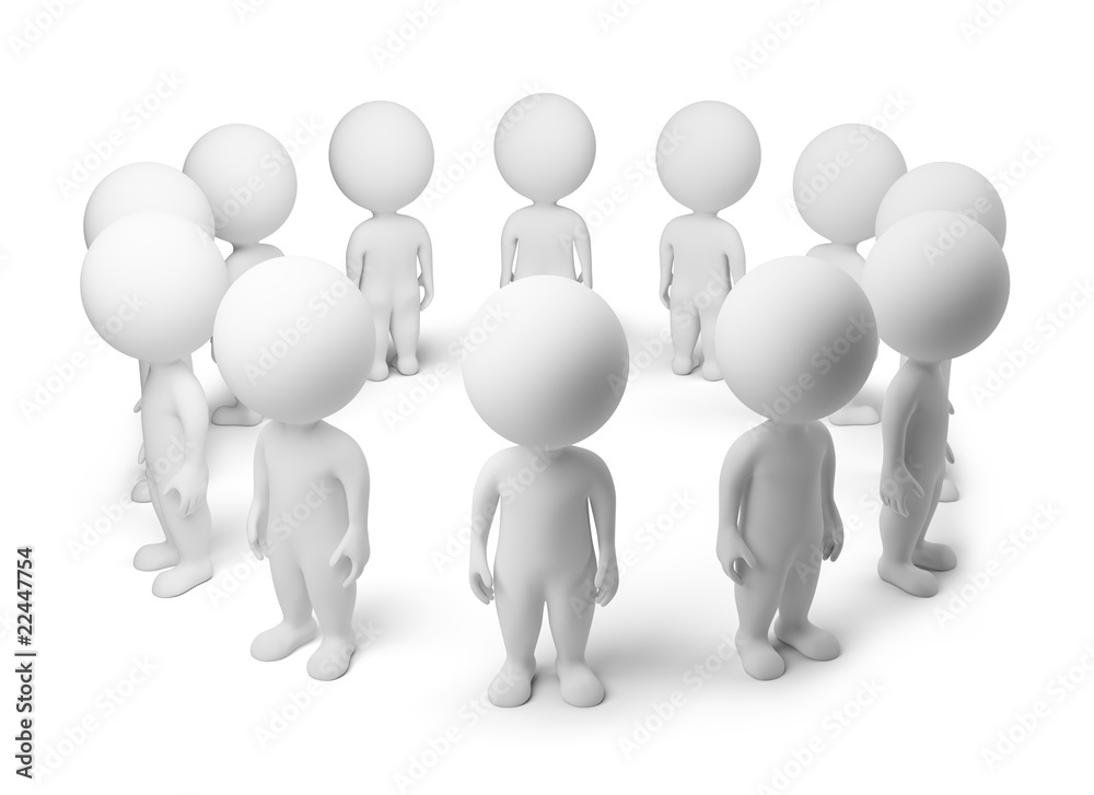 3d small people - standing around 3d small people - standing around