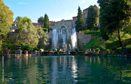 Garden at the villa of cardinal Ippolito d`Este, Tivoli, Italy photo