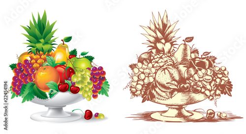 Fototapeta Naklejka Na Ścianę i Meble -  Fruit in a Vase (vector)