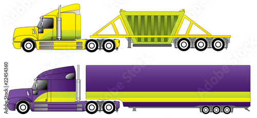 Conventional trucks with reefer and dump trailers