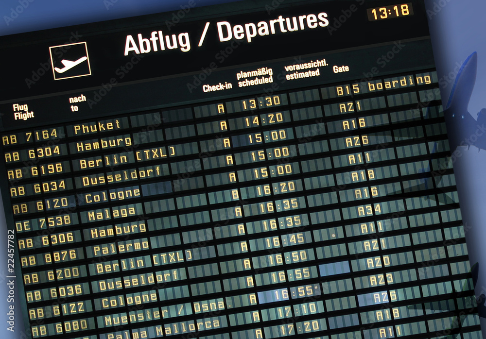 Fototapeta premium Flughafentafel - Abflugdaten