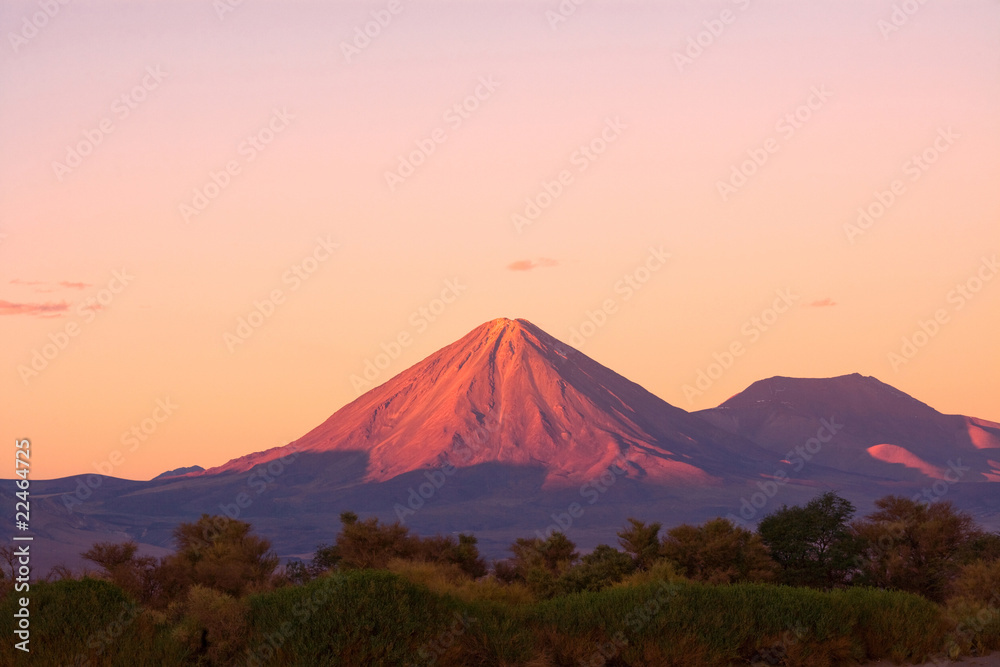 Licancabur volcano and the oasis of San Pedro de Atacama