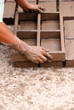 Hand made bricks from clay