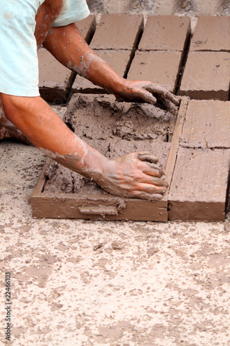 hand made bricks from clay