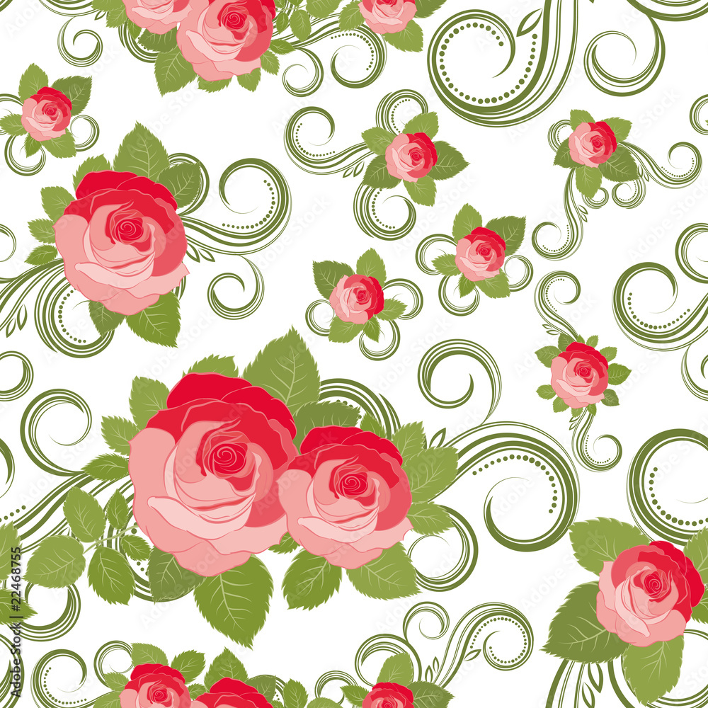 Floral Rose pattern, vector illustration.