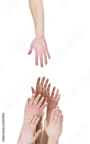 Hand reaching out for help