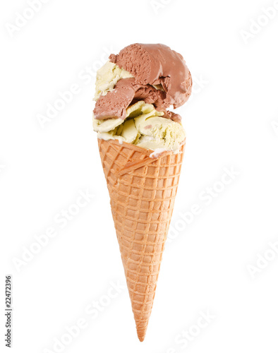 ice cream in the cone.