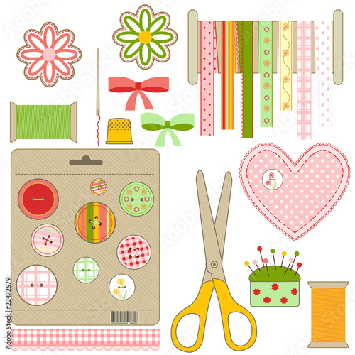 Set of  crafts and needlework stuff, vector illustration