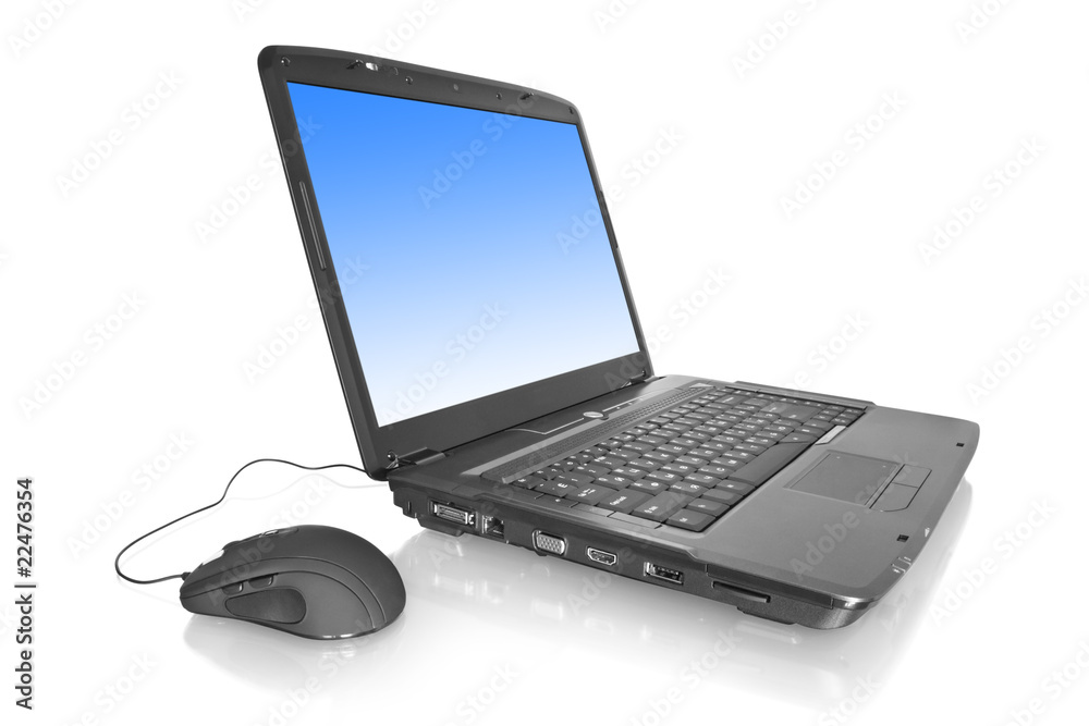 laptop and mouse. computer technology laptop and mouse. computer technology