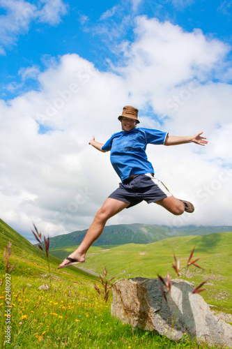 Hiker jump