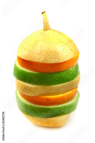 Fruit  orange, pear and apple in pyramid