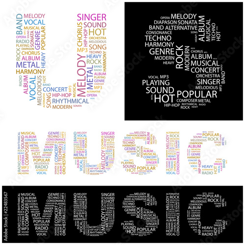 MUSIC. Wordcloud illustration.