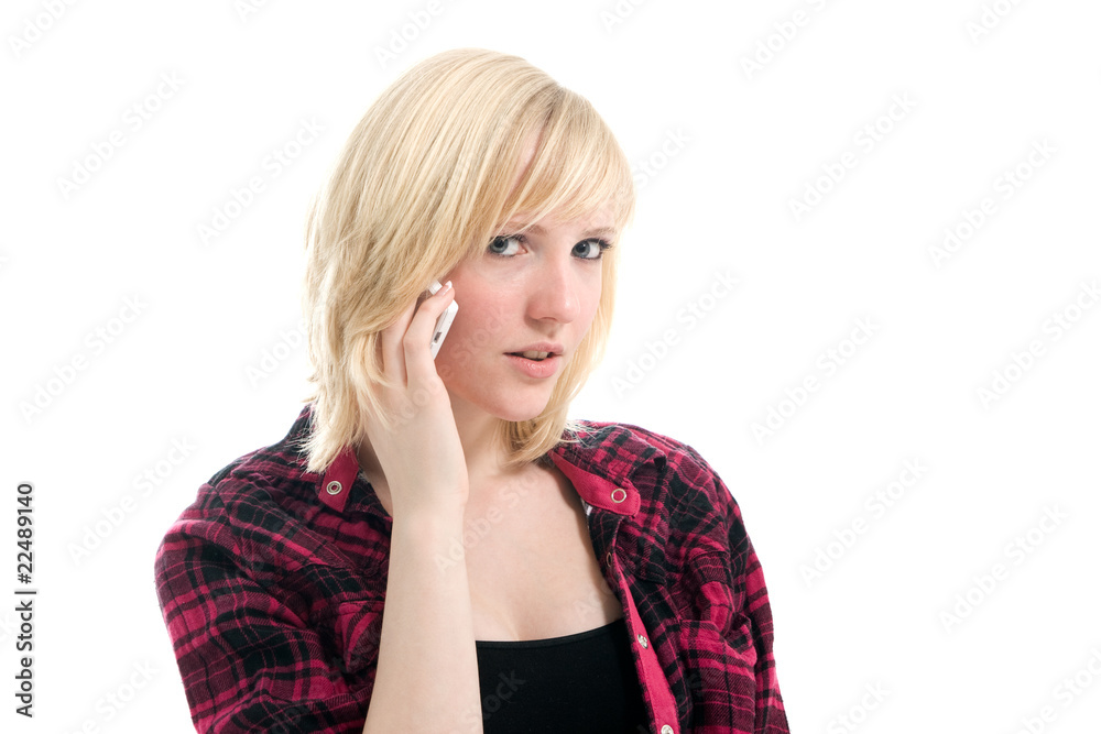 Beautiful teenage girl talking on cellphone Beautiful teenage girl talking on cellphone