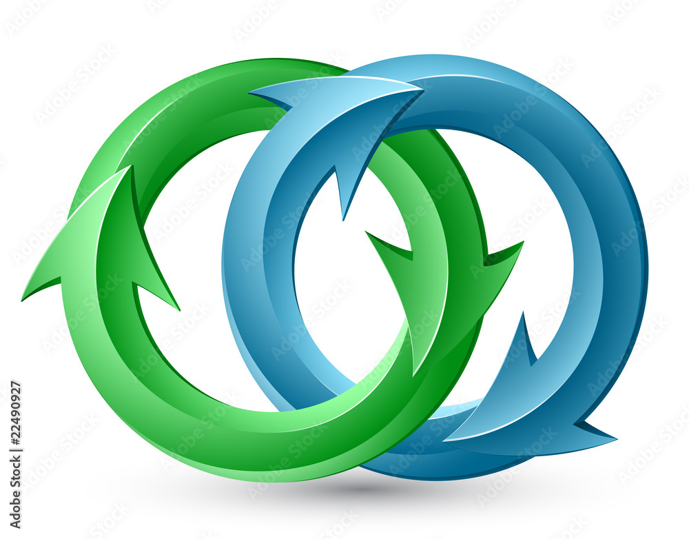 Vector illustration of blue and green circular arrows Vector illustration of blue and green circular arrows