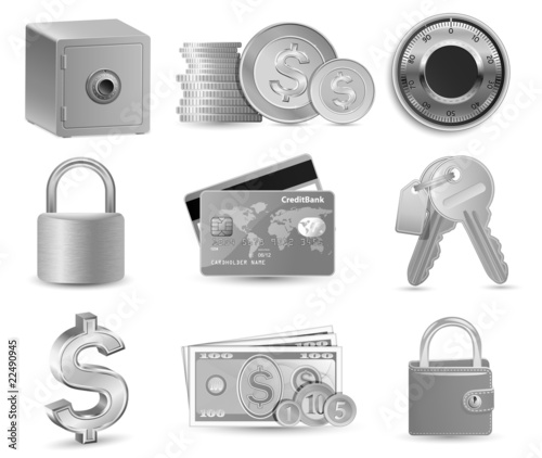 Finance Icon Set. Highly detailed vector illustration.