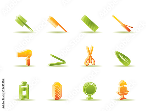 hairdressing, coiffure and make-up icons