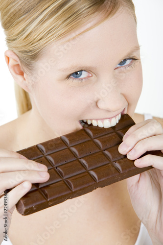 portrait of woman with chocolate