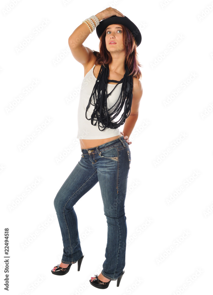 lovely young teen beauty on a white background lovely young teen beauty on a white background