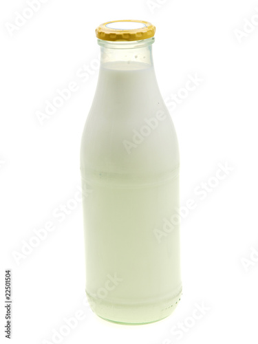 bottle of fresh milk on white background photo