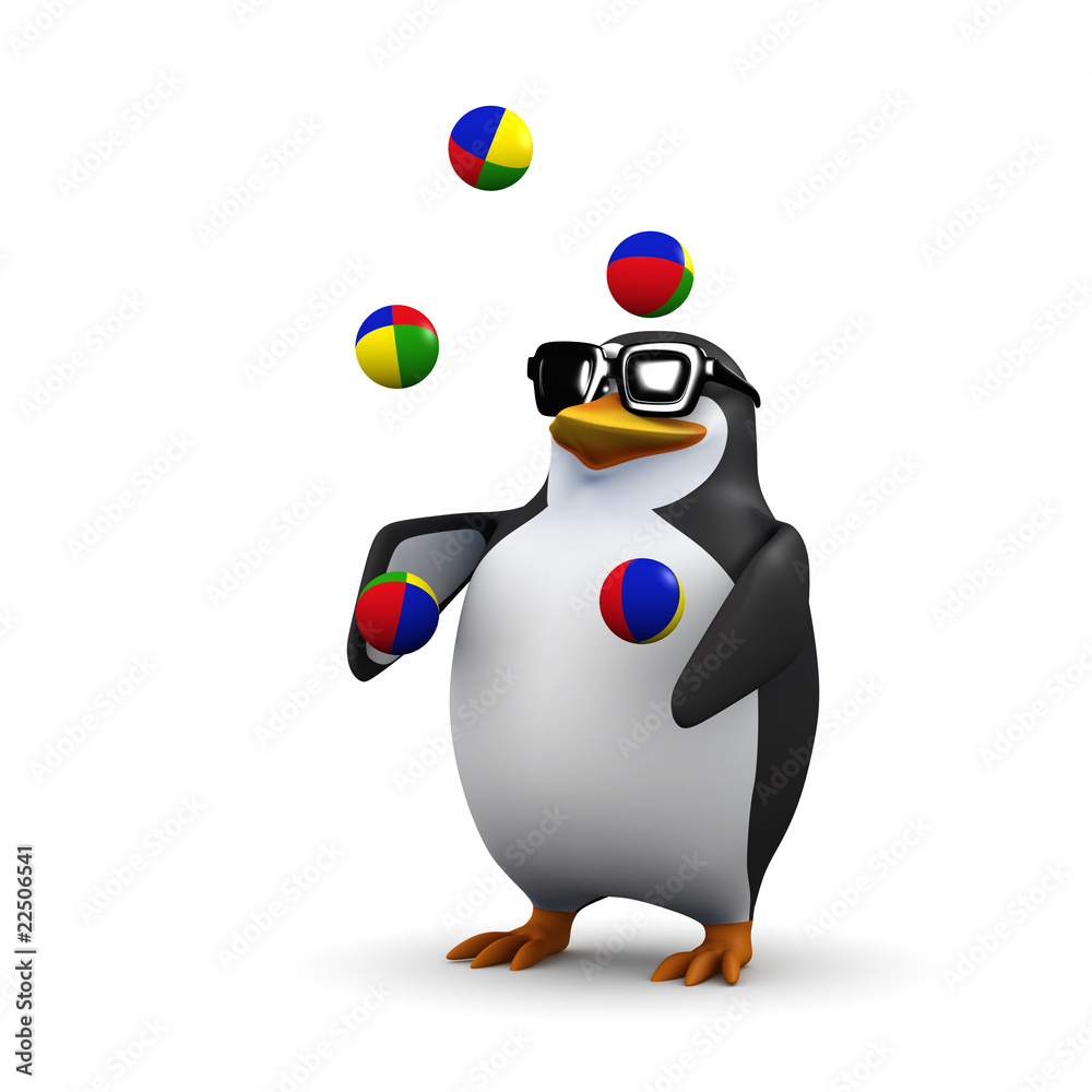Obraz premium 3d Penguin juggles