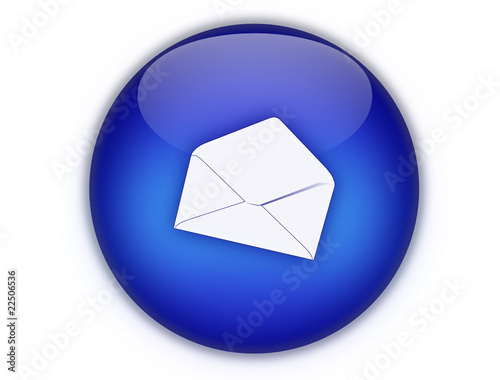 bouton web 3d rond enveloppe blanche