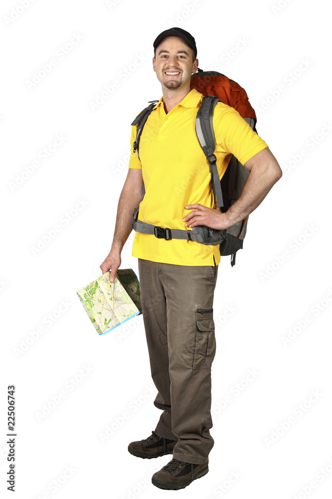 smiling traveller with map smiling traveller with map