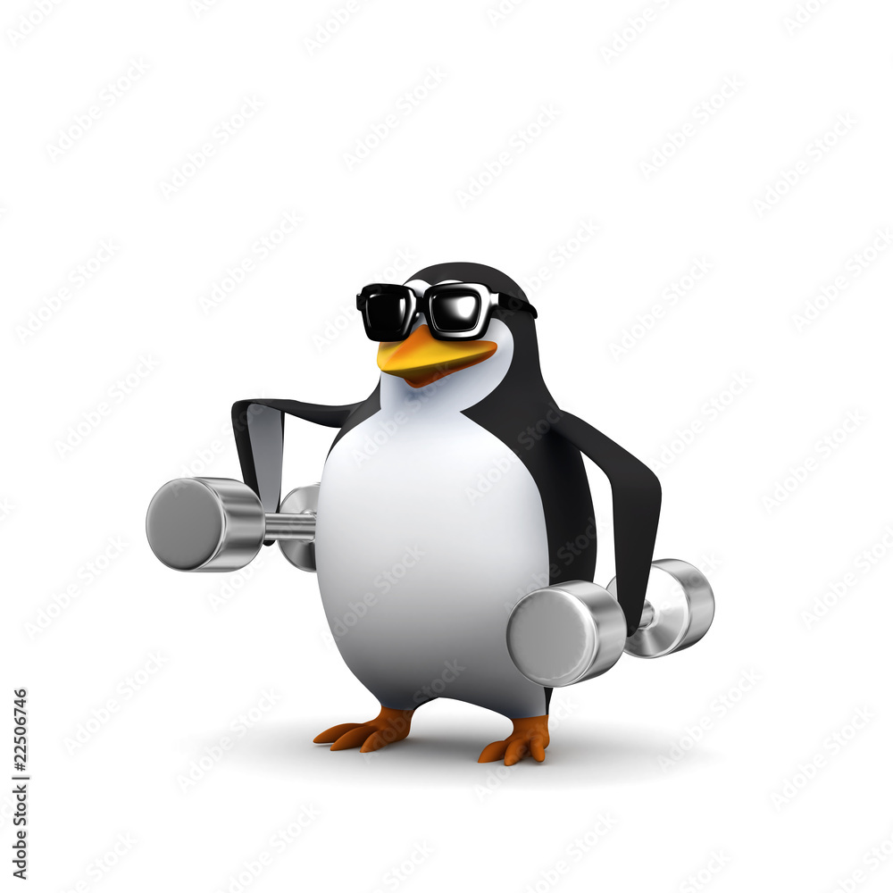 Obraz premium 3d Penguin working out