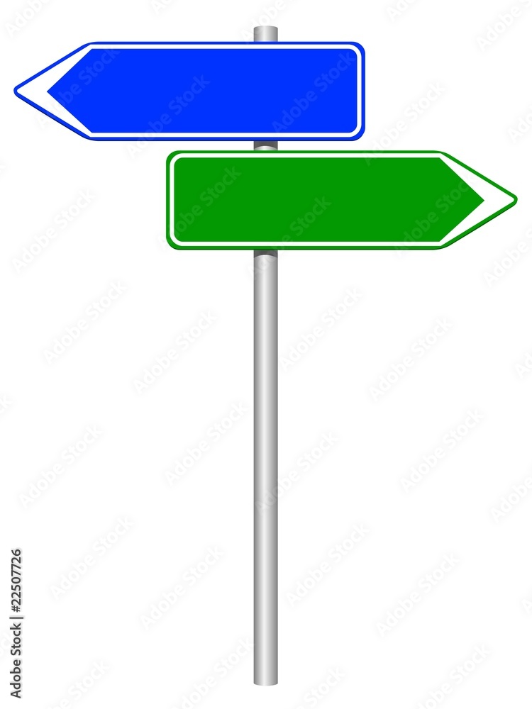 Panneaux directionnels bleu et vert Panneaux directionnels bleu et vert