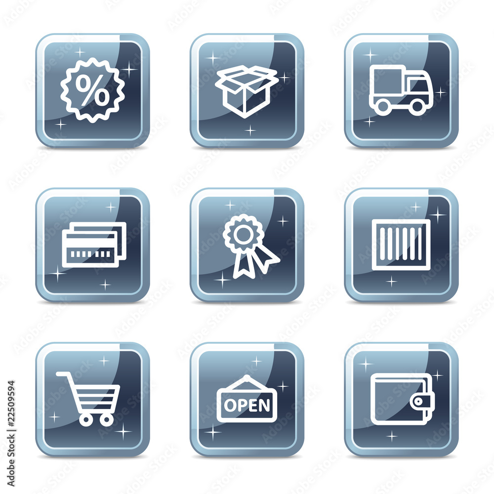 Shopping web icons set 2, mineral square glossy buttons Shopping web icons set 2, mineral square glossy buttons
