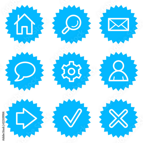 Basic web icons, blue sticker series