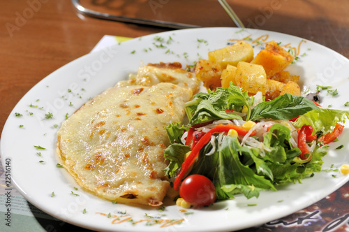 Crepes with vegetables and potatoes