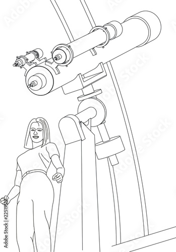Illustration of woman and telescope