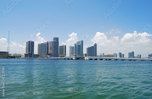 Venetia Causeway Drawbridge and Miami Highrise Buildings