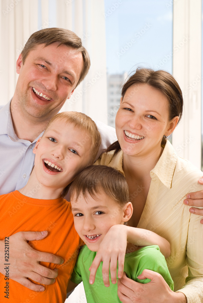 happy parents with  two children