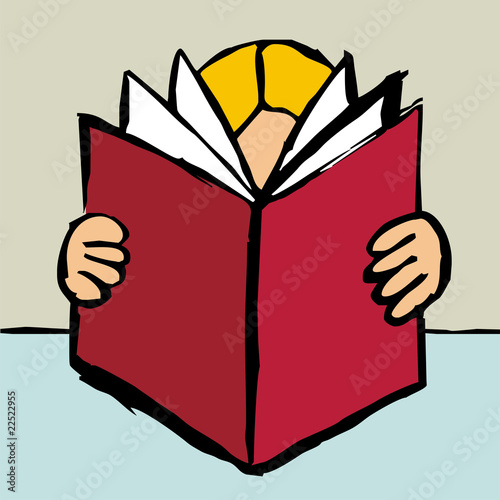 Person reading a big red book