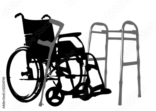 Rollstuhl,Krücke und Gehhilfe