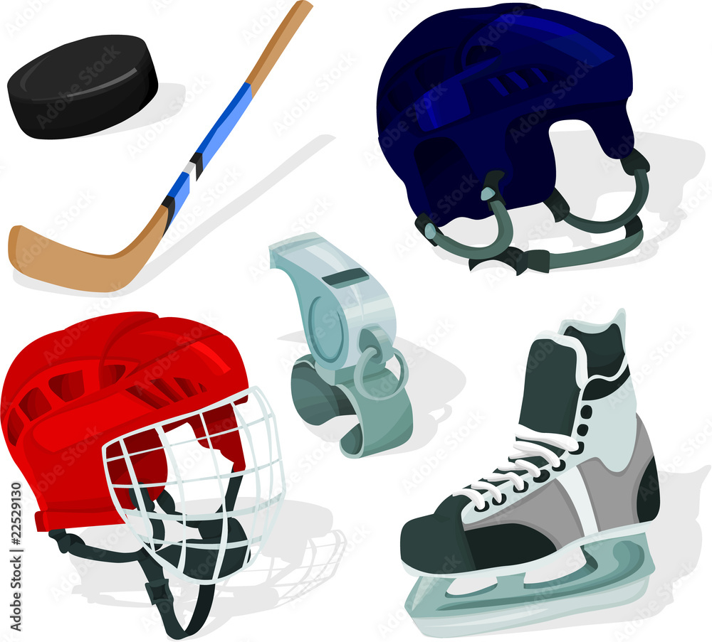 Geometri Nautisk trække sig tilbage Set of a ice-hockey accessories Stock-vektor | Adobe Stock