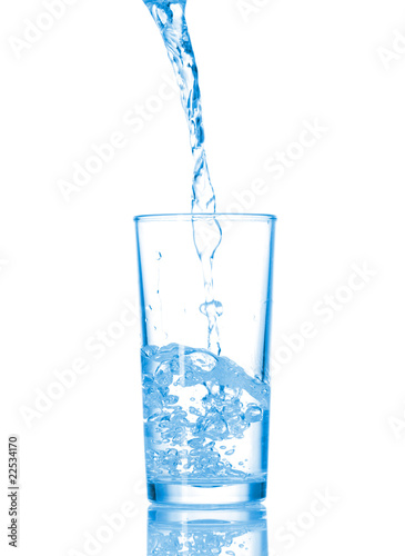 Water in glass isolated on white background