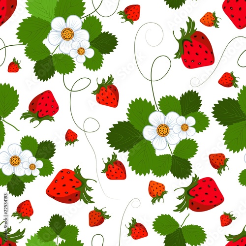 Seamless pattern with a strawberry