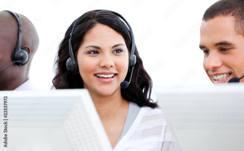 International busines team working in a call center International busines team working in a call center