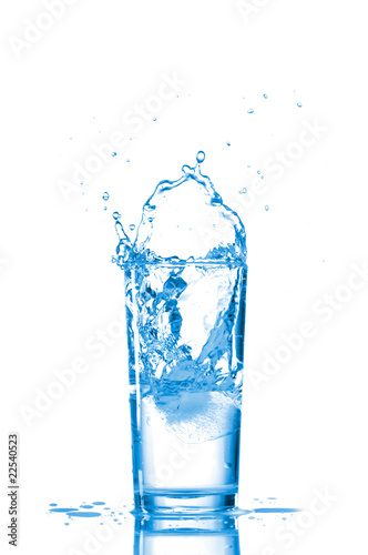 Water in a glass isolated on white background