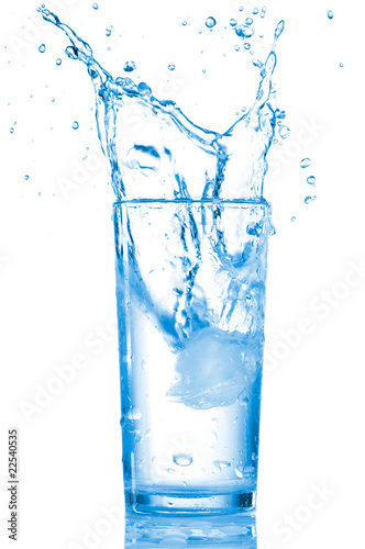 Water in a glass isolated on white background