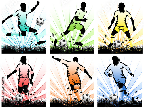 Illustration of football players on grunge style background photo