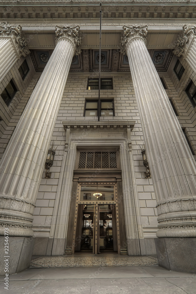 Fototapeta premium Old Historic Bank Building Entrance