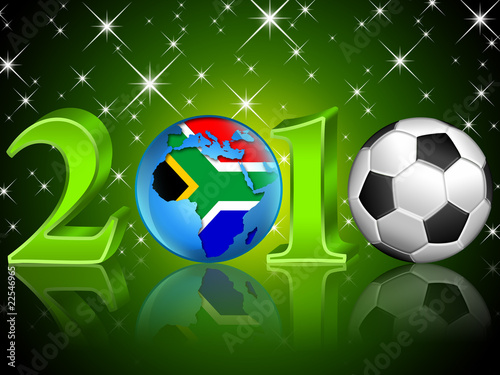 Football 2010 background with soccer ball and stars