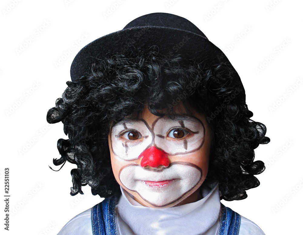 Little Cute Real Boy With Facepaint Like Clown Stock Photo, Picture and  Royalty Free Image. Image 101352602.