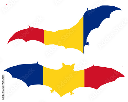Nationalflagge von Rumänien mit Fledermaus