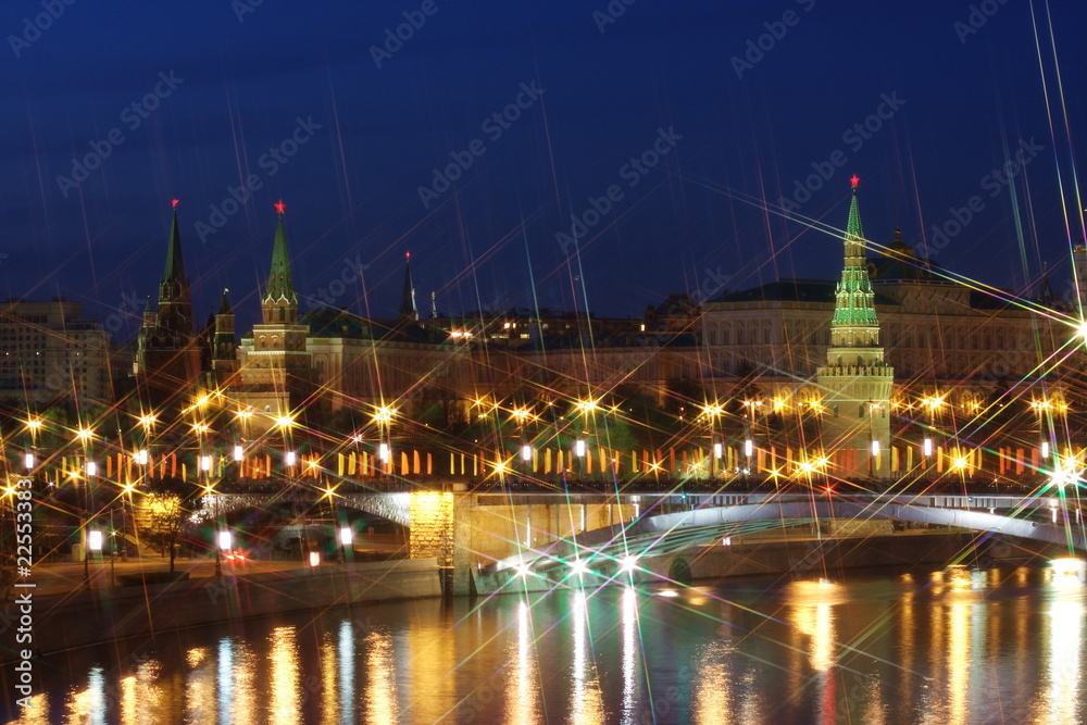 beautiful night city of Moscow, Russia